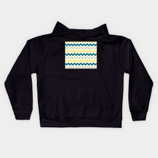 Beige Yellow Blue Chevron Pattern Kids Hoodie